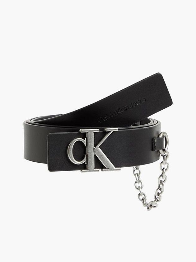 Calvin Klein USA Leather Logo Womens Belt Black 9543081-GL